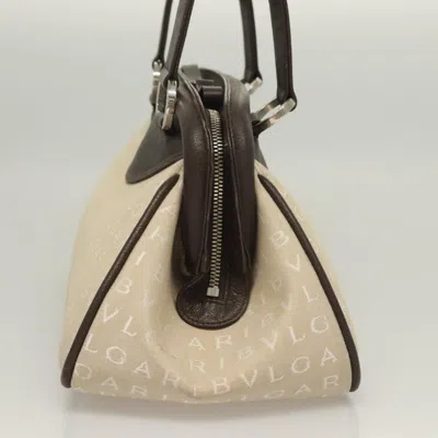 Pre-owned Bulgari Logo Mania Beige Canvas Tote Bag () In Sand