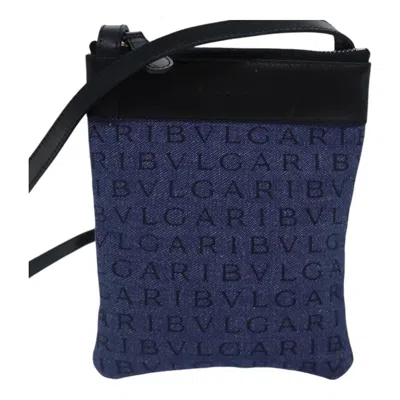 Pre-owned Bulgari Logo Mania Blue Canvas Shoulder Bag ()