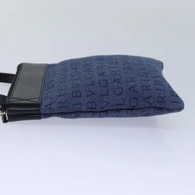 Pre-owned Bulgari Logo Mania Blue Canvas Shoulder Bag ()