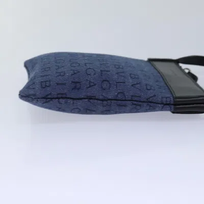 Pre-owned Bulgari Logo Mania Blue Canvas Shoulder Bag ()