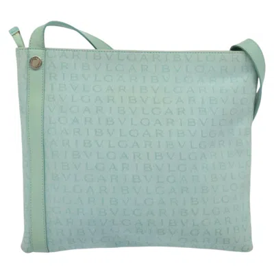 Pre-owned Bulgari Logo Mania Green Canvas Shoulder Bag ()