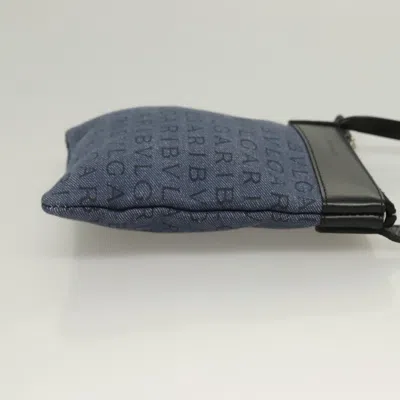 Pre-owned Bulgari Logo Mania Blue Canvas Shoulder Bag ()