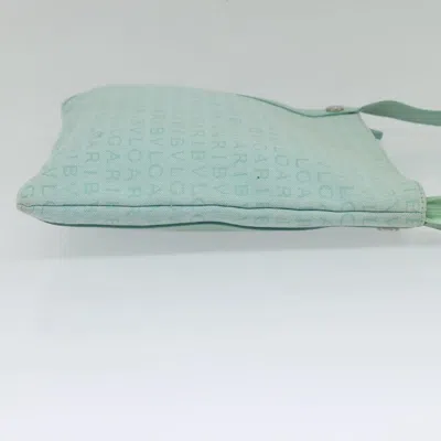 Pre-owned Bulgari Logo Mania Green Canvas Shoulder Bag ()