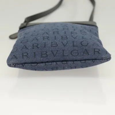 Pre-owned Bulgari Logo Mania Blue Canvas Shoulder Bag ()