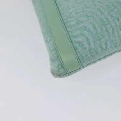 Pre-owned Bulgari Logo Mania Green Canvas Shoulder Bag ()