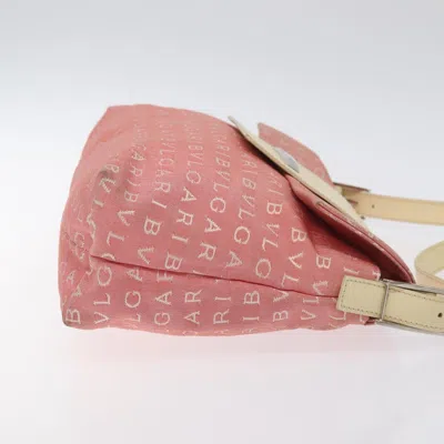 Pre-owned Bulgari Logo Mania Pink Canvas Shoulder Bag ()