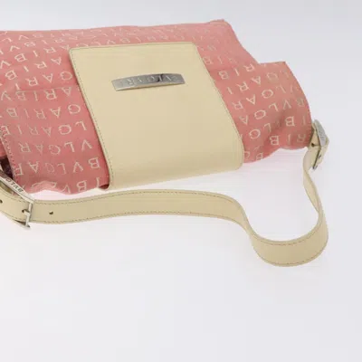 Pre-owned Bulgari Logo Mania Pink Canvas Shoulder Bag ()