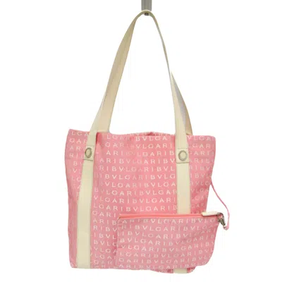 Pre-owned Bulgari Logo Mania Pink Canvas Tote Bag ()