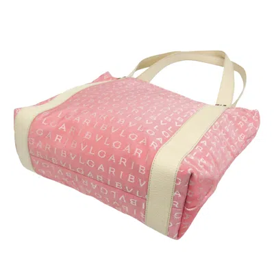 Pre-owned Bulgari Logo Mania Pink Canvas Tote Bag ()