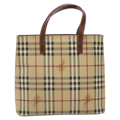 Pre-owned Burberry Haymarket Beige Canvas Tote Bag () In Sand