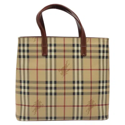 Pre-owned Burberry Haymarket Beige Canvas Tote Bag () In Sand