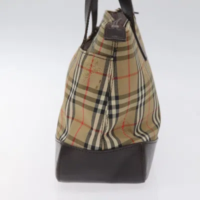 Pre-owned Burberry Haymarket Beige Canvas Tote Bag () In Sand