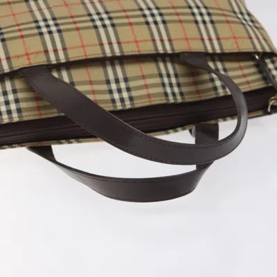 Pre-owned Burberry Haymarket Beige Canvas Tote Bag () In Sand