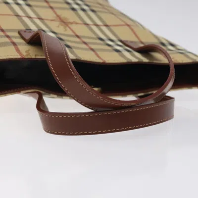 Pre-owned Burberry Haymarket Beige Canvas Tote Bag () In Sand