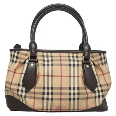 Pre-owned Burberry Haymarket Beige Canvas Tote Bag () In Sand