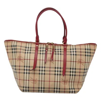 Pre-owned Burberry Haymarket Beige Canvas Tote Bag () In Sand