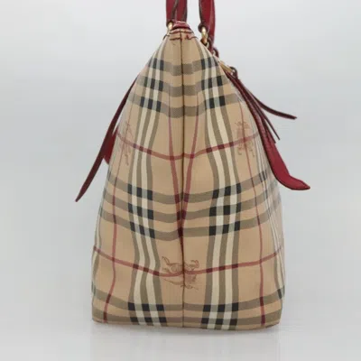 Pre-owned Burberry Haymarket Beige Canvas Tote Bag () In Sand