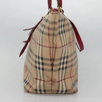 Pre-owned Burberry Haymarket Beige Canvas Tote Bag () In Sand