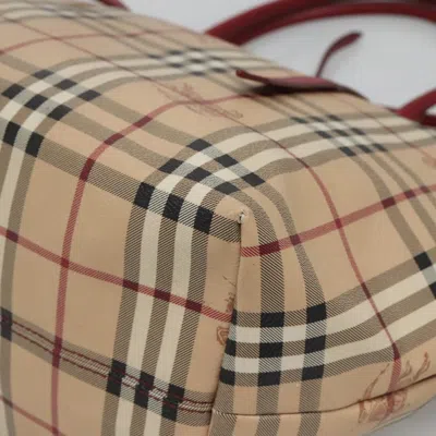 Pre-owned Burberry Haymarket Beige Canvas Tote Bag () In Sand