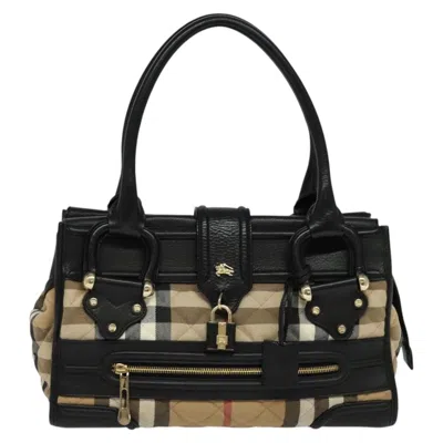 Pre-owned Burberry House Check Beige Canvas Shoulder Bag () In Sand