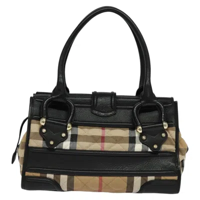 Pre-owned Burberry House Check Beige Canvas Shoulder Bag () In Sand