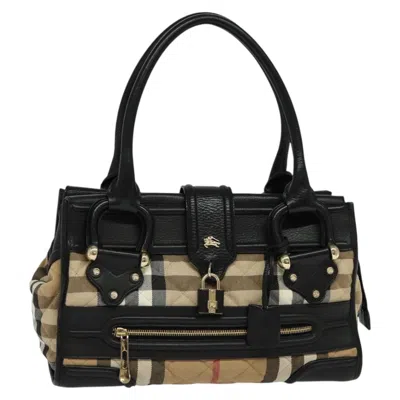 Pre-owned Burberry House Check Beige Canvas Shoulder Bag () In Sand