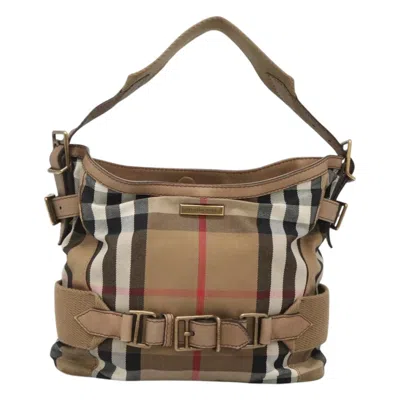 Pre-owned Burberry House Check Beige Canvas Shoulder Bag () In Sand