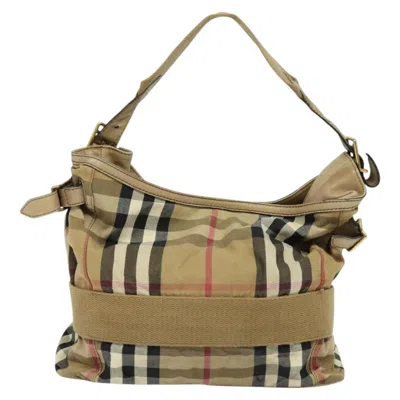 Pre-owned Burberry House Check Beige Canvas Shoulder Bag () In Sand