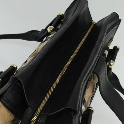 Pre-owned Burberry House Check Beige Canvas Shoulder Bag () In Sand