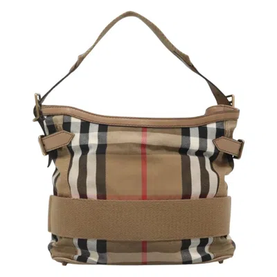 Pre-owned Burberry House Check Beige Canvas Shoulder Bag () In Sand