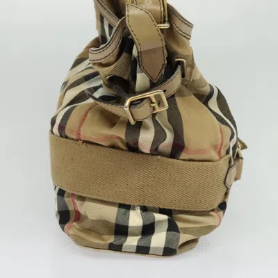 Pre-owned Burberry House Check Beige Canvas Shoulder Bag () In Sand