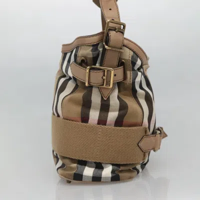Pre-owned Burberry House Check Beige Canvas Shoulder Bag () In Sand