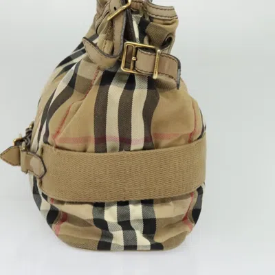Pre-owned Burberry House Check Beige Canvas Shoulder Bag () In Sand