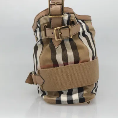 Pre-owned Burberry House Check Beige Canvas Shoulder Bag () In Sand