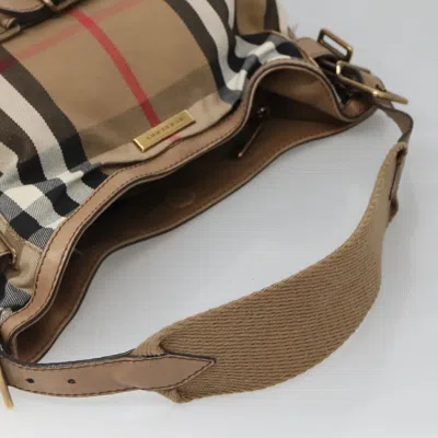 Pre-owned Burberry House Check Beige Canvas Shoulder Bag () In Sand