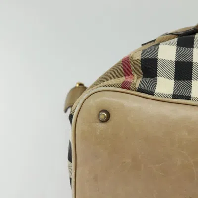 Pre-owned Burberry House Check Beige Canvas Shoulder Bag () In Sand