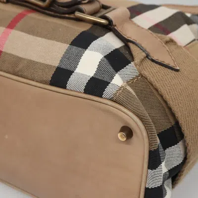 Pre-owned Burberry House Check Beige Canvas Shoulder Bag () In Sand