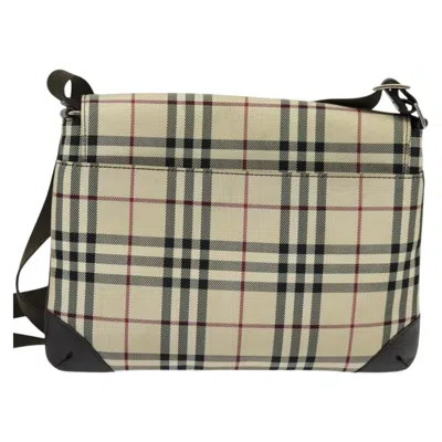 Pre-owned Burberry House Check Beige Canvas Shoulder Bag () In Sand