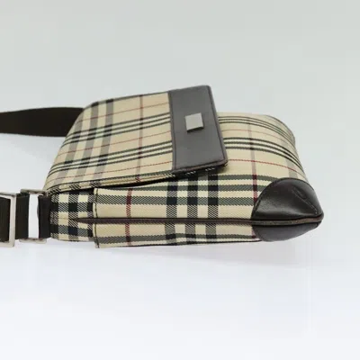 Pre-owned Burberry House Check Beige Canvas Shoulder Bag () In Sand