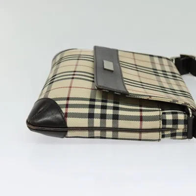 Pre-owned Burberry House Check Beige Canvas Shoulder Bag () In Sand