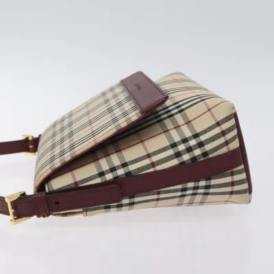 Pre-owned Burberry House Check Beige Canvas Shoulder Bag () In Sand