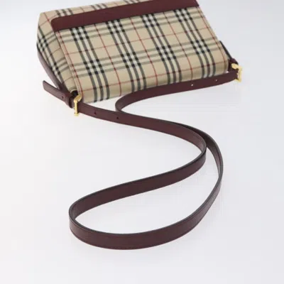 Pre-owned Burberry House Check Beige Canvas Shoulder Bag () In Sand