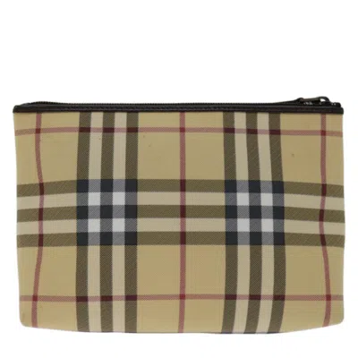 Pre-owned Burberry Nova Check Beige Canvas Clutch Bag () In Sand