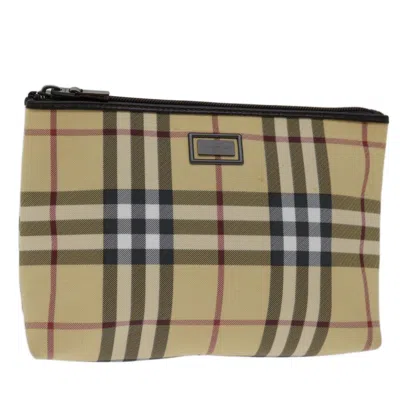 Pre-owned Burberry Nova Check Beige Canvas Clutch Bag () In Sand