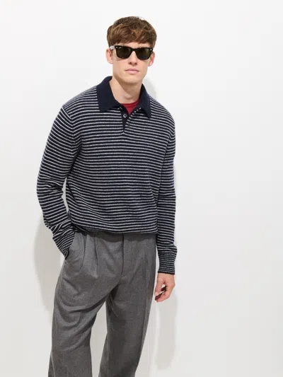 Alex Mill Carl Striped Polo In Merino Wool In Multi