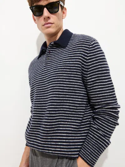 Alex Mill Carl Striped Polo In Merino Wool In Multi
