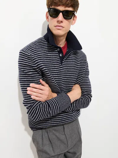 Alex Mill Carl Striped Polo In Merino Wool In Multi