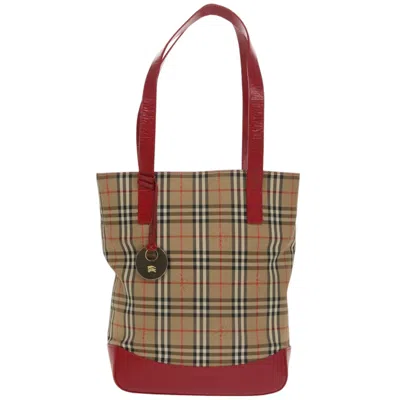 Pre-owned Burberry Nova Check Beige Canvas Tote Bag () In Sand