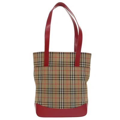 Pre-owned Burberry Nova Check Beige Canvas Tote Bag () In Sand