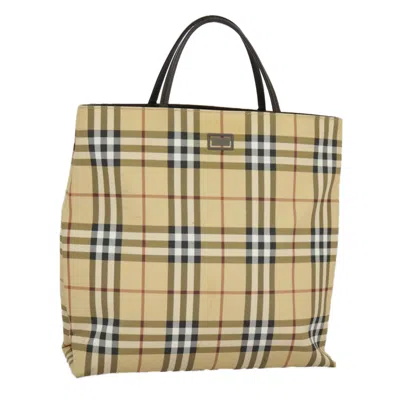 Pre-owned Burberry Nova Check Beige Canvas Tote Bag () In Sand